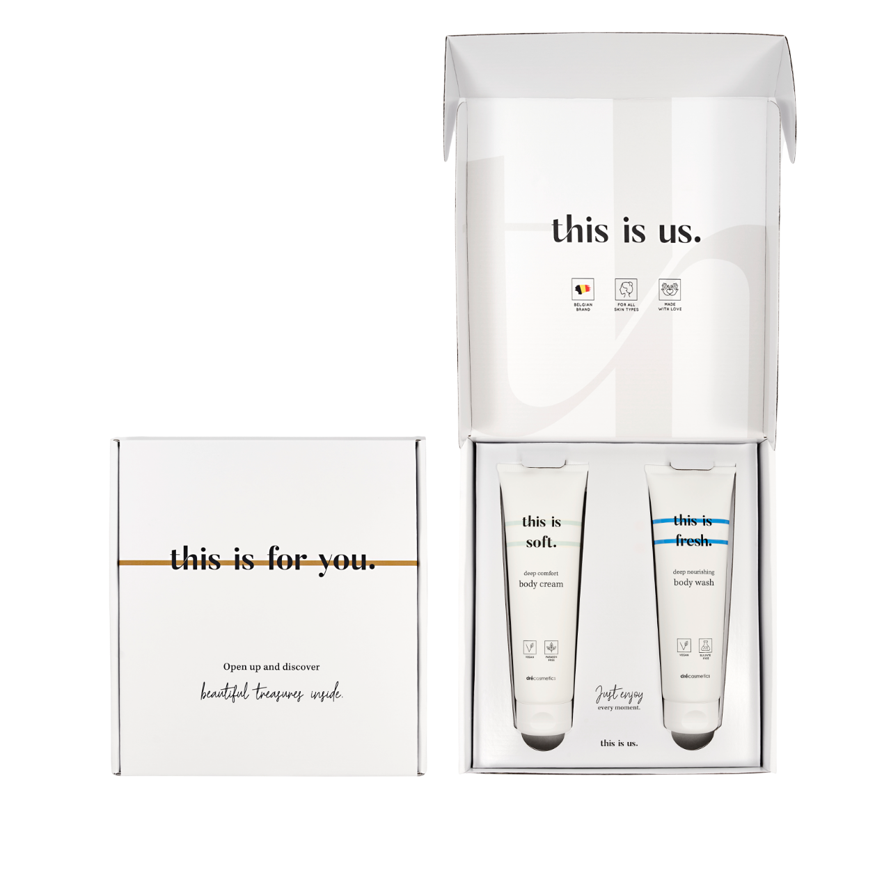 Cadeauset 'this is us.' Body wash & body cream